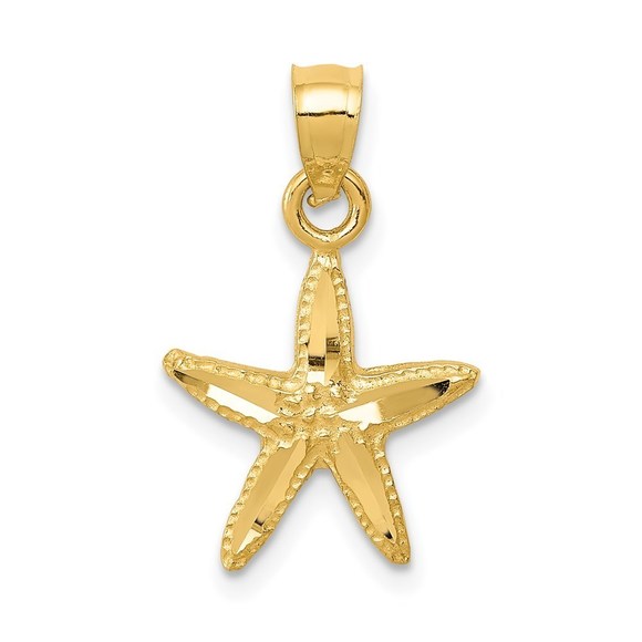 14k Yellow Gold Starfish Necklace Charm Pendant